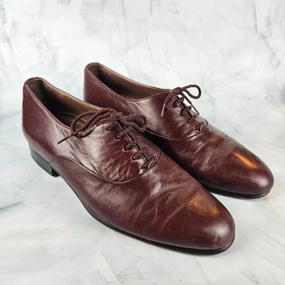 Nordstrom vintage made‎ in italy leather oxford loafers red burgundy women's 7m